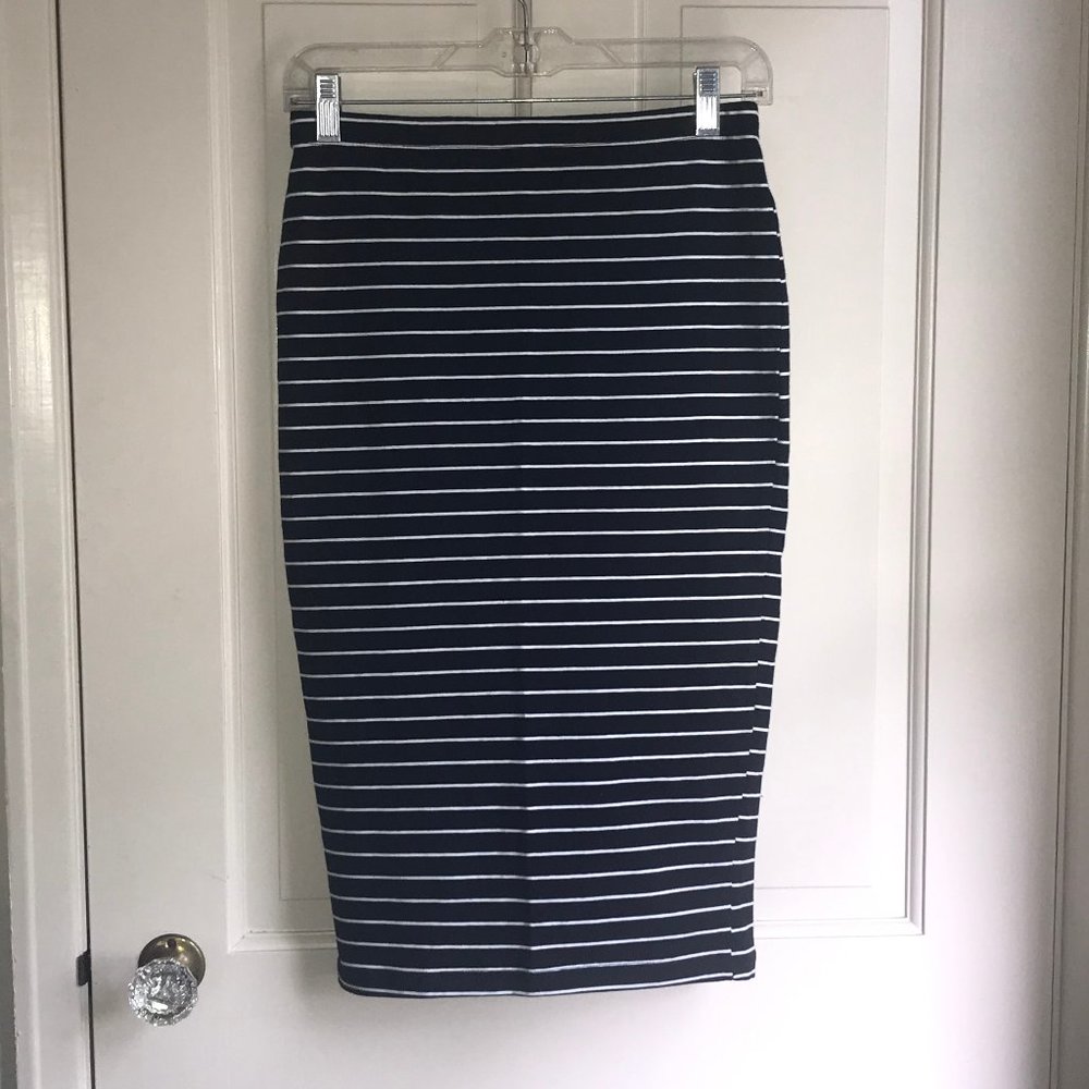 Knee-Length, Horizontal-Striped Skirt